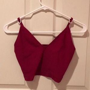 red ribbed crop top